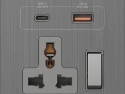 66E7253M-2B M7 Metal – Ổ cắm đa năng kèm USB A+C (Brushed Grey) Simon M7 